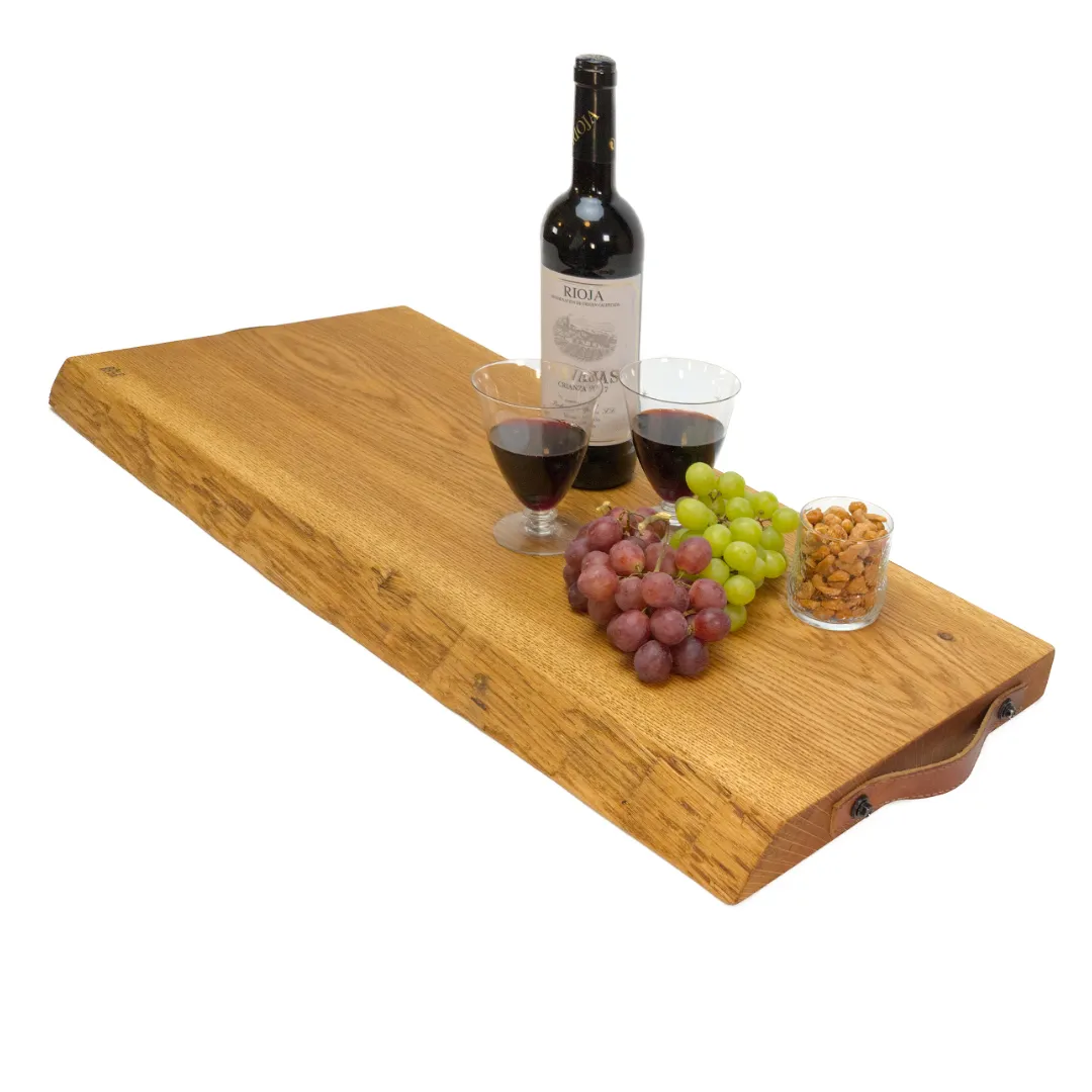 Skärbräda Ek Natur och 1 rak Kant med Läderhandtag 23