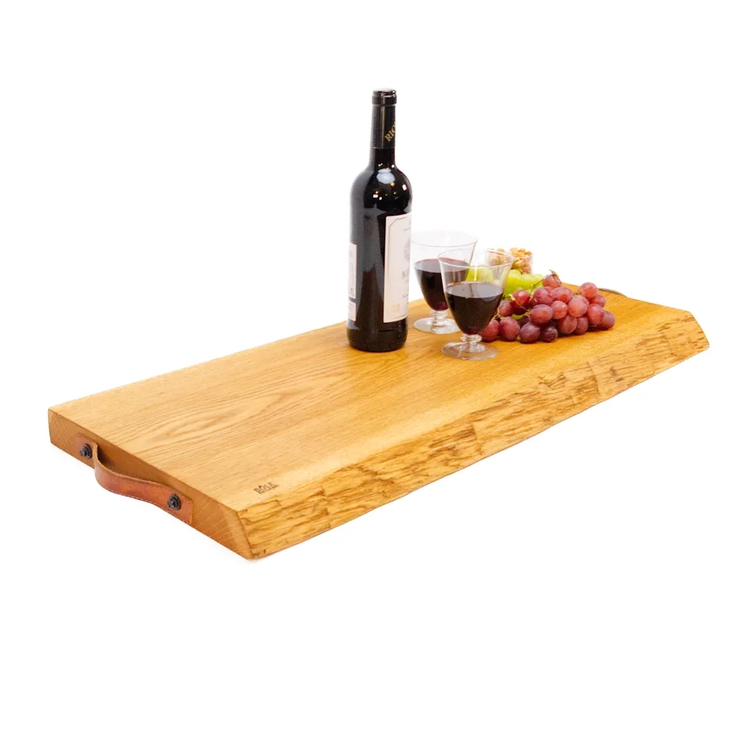 Skärbräda Ek Natur och 1 rak Kant med Läderhandtag 31